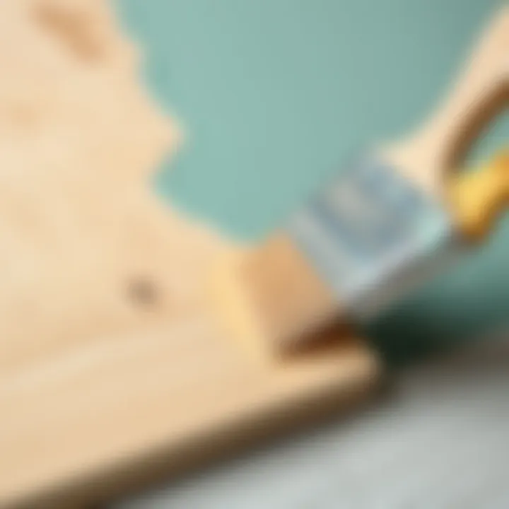 Applying Paint to Particle Board A brush applying paint smoothly on a particle board