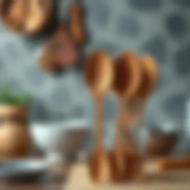 Elegance in Kitchenware Maintenance Well-maintained wooden spoons displayed elegantly