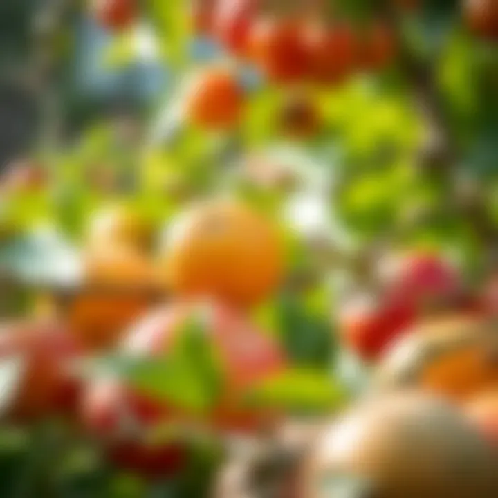 Harvesting Nature's Bounty Close-up of ripe fruits ready for harvest in a garden