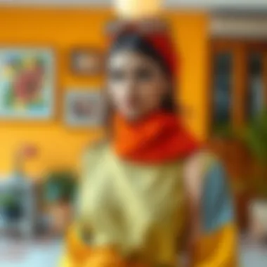 Fashion ensemble exemplifying triadic color coordination