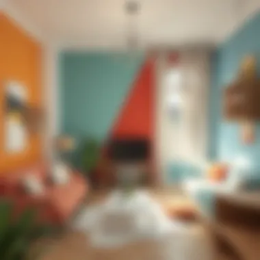 Interior design showcasing triadic color scheme