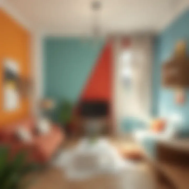 Interior design showcasing triadic color scheme