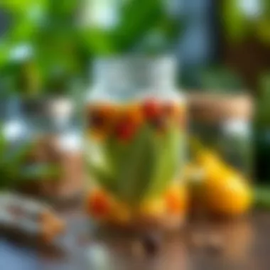 Close-up of a jar showing the fermentation process