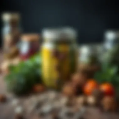 Fresh herbs and spices used in pickle-making