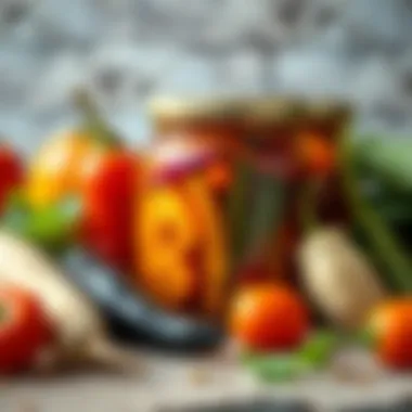 Diverse Pickled Vegetables A variety of pickled vegetables showcasing the diversity of flavors