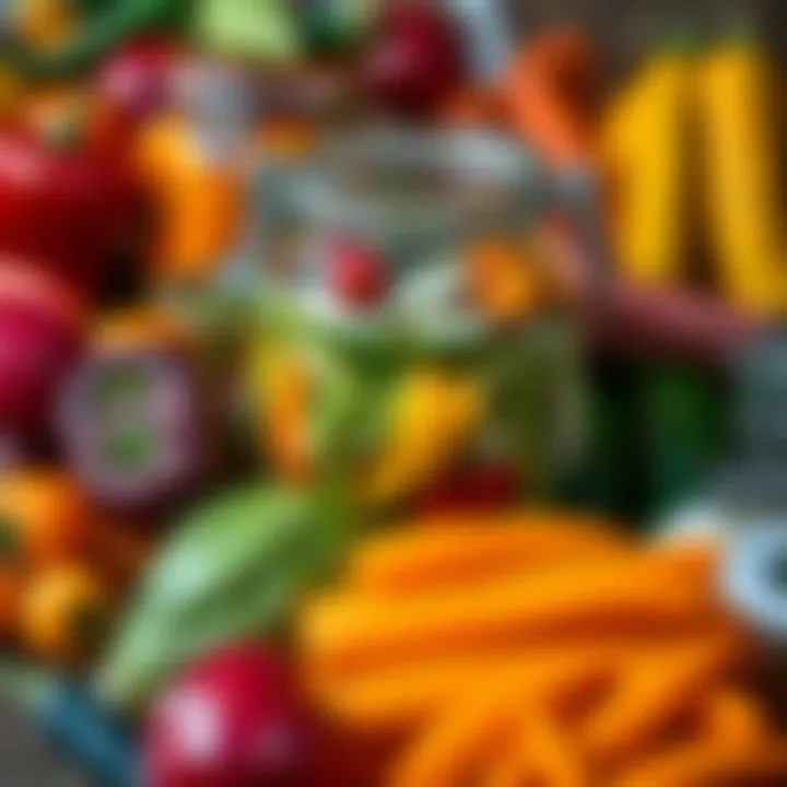Various vegetables prepared for fermentation