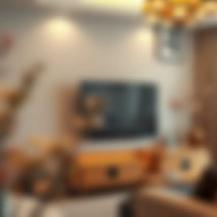 Artistic Touches in Contemporary TV Unit Contemporary TV unit with artistic decor