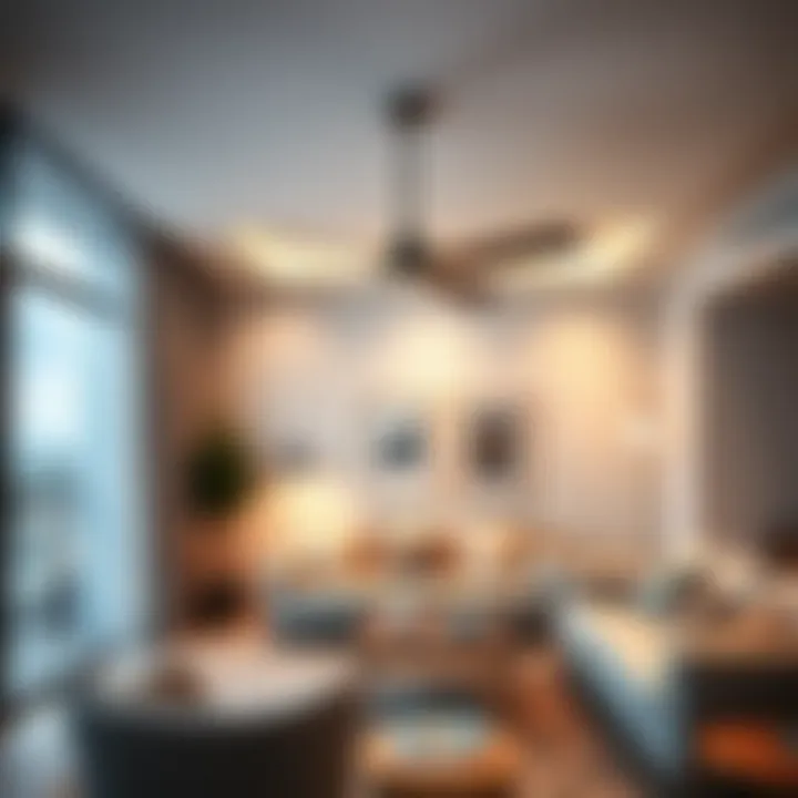 Stylish ceiling fan in a modern living room