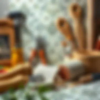 Tools and materials needed for wallpaper crafting