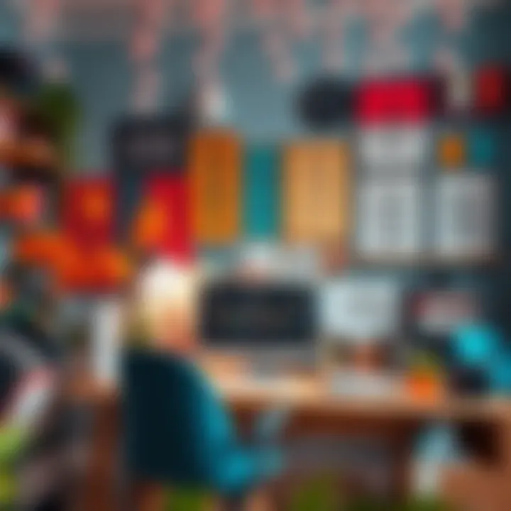 Inspirational workspace with motivational quotes and vibrant colors