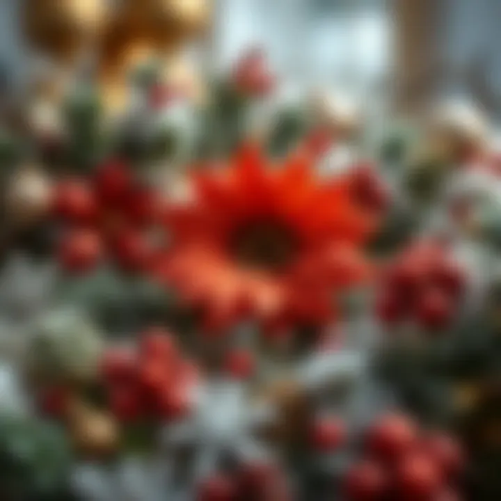 Christmas Flower Amidst Winter Decorations Christmas flower surrounded by winter decorations